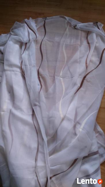 Woal kremowy fale atłasowe brąz+ecru wys.300 firana, firanka