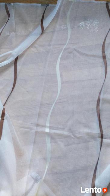 Woal kremowy fale atłasowe brąz+ecru wys.300 firana, firanka