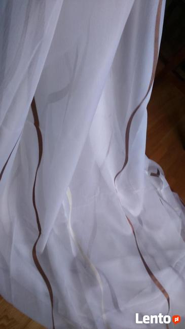 Woal kremowy fale atłasowe brąz+ecru wys.300 firana, firanka