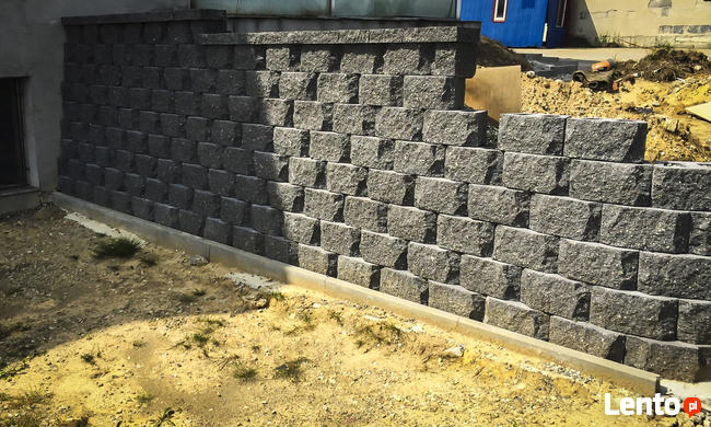 Pustaki oporowe mury ogrodowe łupane palisada wysoka