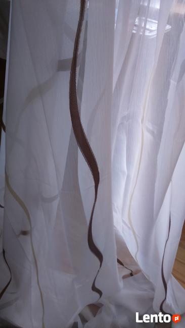 Woal kremowy fale atłasowe brąz+ecru wys.300 firana, firanka