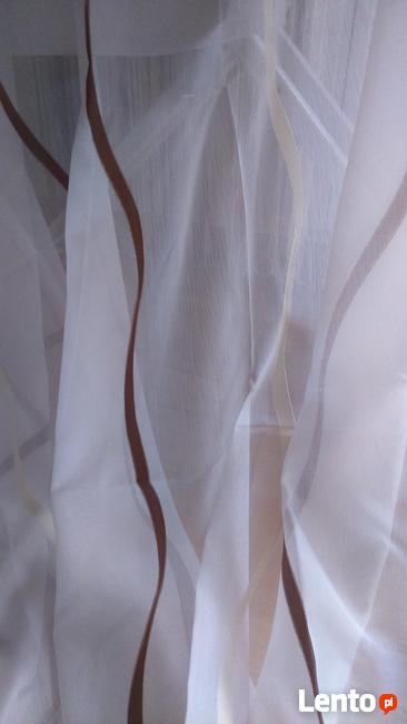 Woal kremowy fale atłasowe brąz+ecru wys.300 firana, firanka
