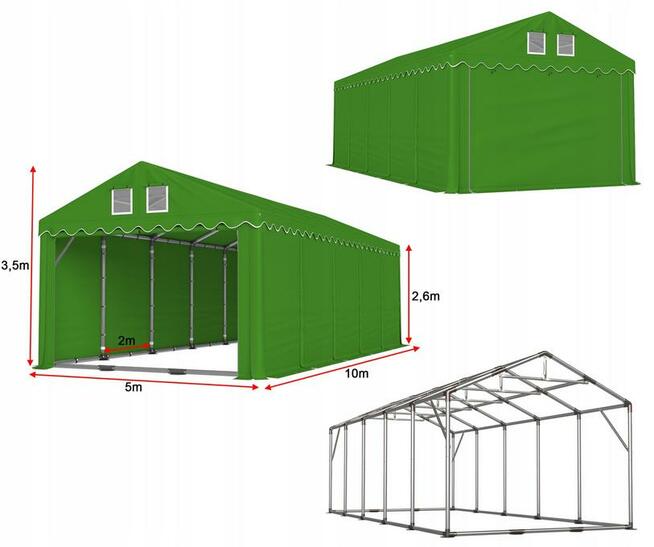 Namiot PRESTIGE 5x10-2,6m magazynowy handlowy wiata garaż