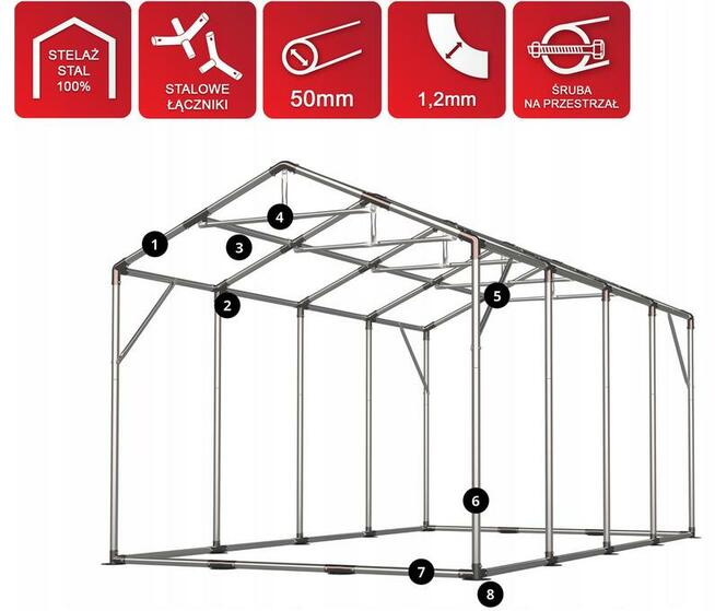 Namiot PRESTIGE 5x8-4m magazynowy HALA PRZEMYSŁOWA magazyn