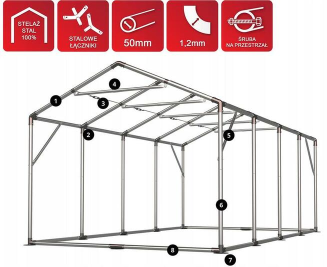 Namiot PRESTIGE 4x8-2,6m magazynowy handlowy wiata garaż