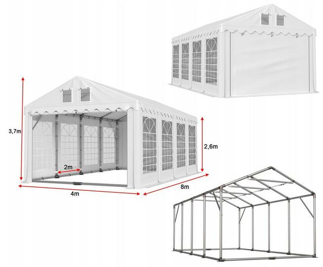 Namiot PRESTIGE 4x8-2,6m ogrodowy imprezowy