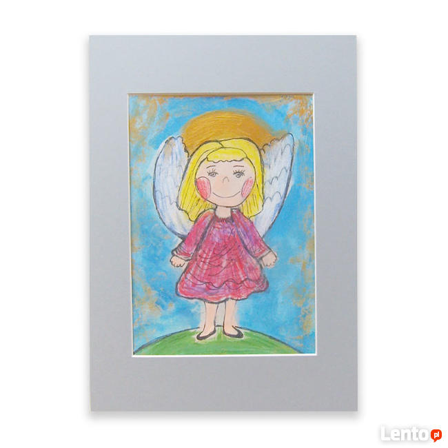 obraz z aniołem, mały aniołek dla dziecka, anioł rysunek ład