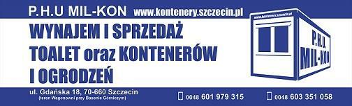 Wynajem toalet przenośnych Szczecin MIL-KON