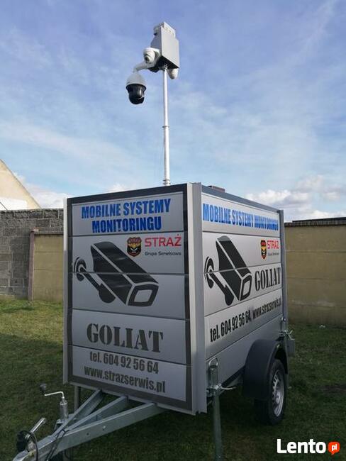 Przyczepka z monitoringiem - kamery alarm panele fotowolt.