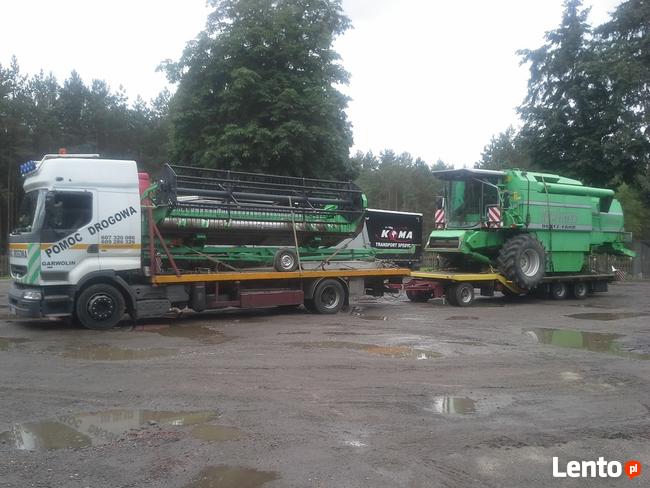 transport kombajnów traktorów koparek laweta pomoc drogowa