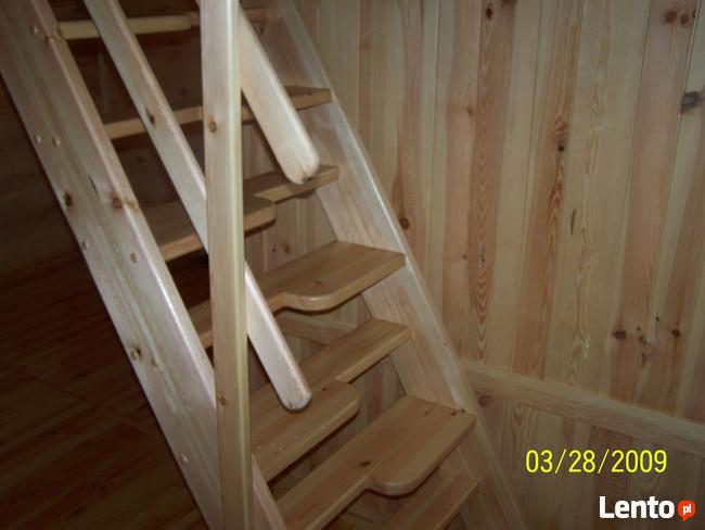 SCHODY KACZE na wysokość 260cm szer.60cm drewniane ażurowe