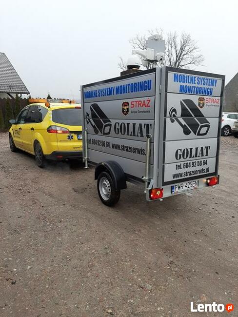 Przyczepka z monitoringiem - kamery alarm panele fotowolt.