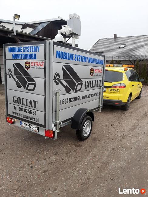 Przyczepka z monitoringiem - kamery alarm panele fotowolt.