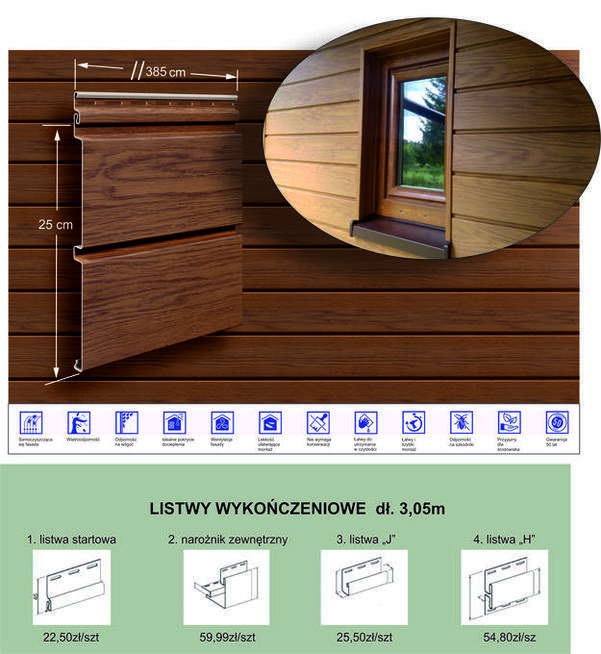 SIDING ELWACYJNY ZŁOTY DĄB imitujący deski