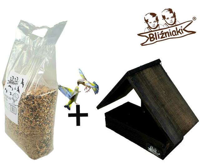MAŁY KARMNIK dla ptaków na parapet lub na ścianę drewniany