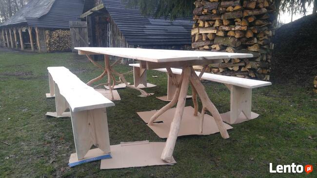 Ręcznie robione ławki stoły z drewna oryginalne