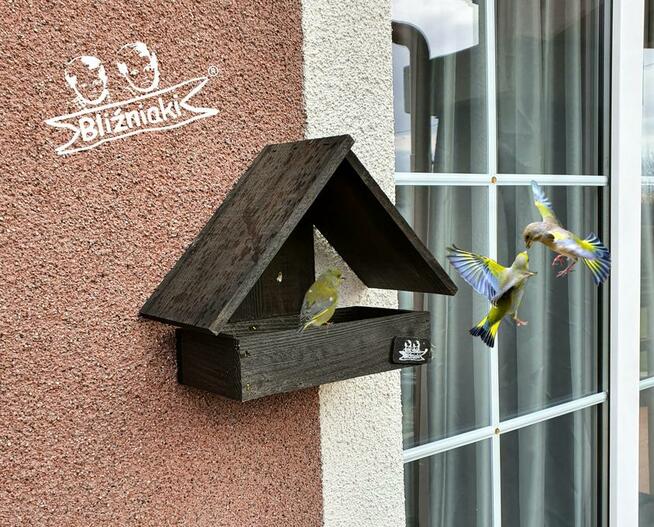 MAŁY KARMNIK dla ptaków na parapet lub na ścianę drewniany