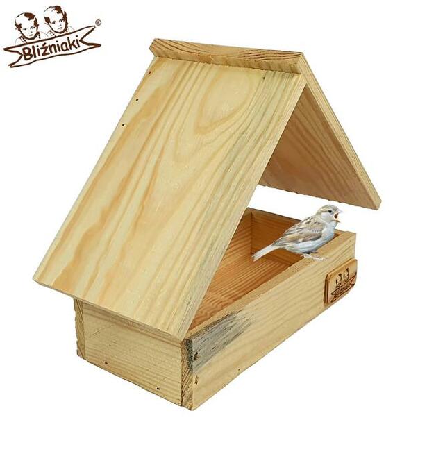 MAŁY KARMNIK dla ptaków na parapet lub na ścianę drewniany