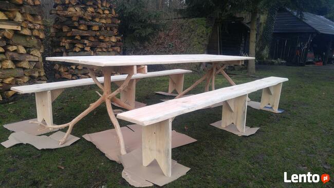 Ręcznie robione ławki stoły z drewna oryginalne