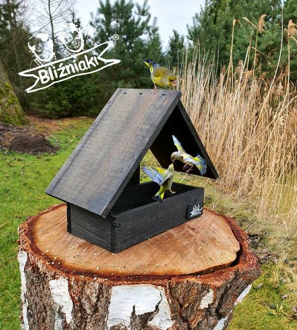 MAŁY KARMNIK dla ptaków na parapet lub na ścianę drewniany