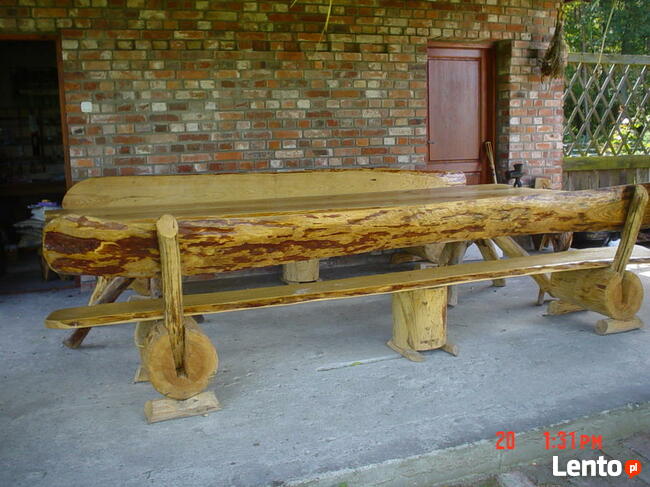 Ręcznie robione ławki stoły z drewna oryginalne