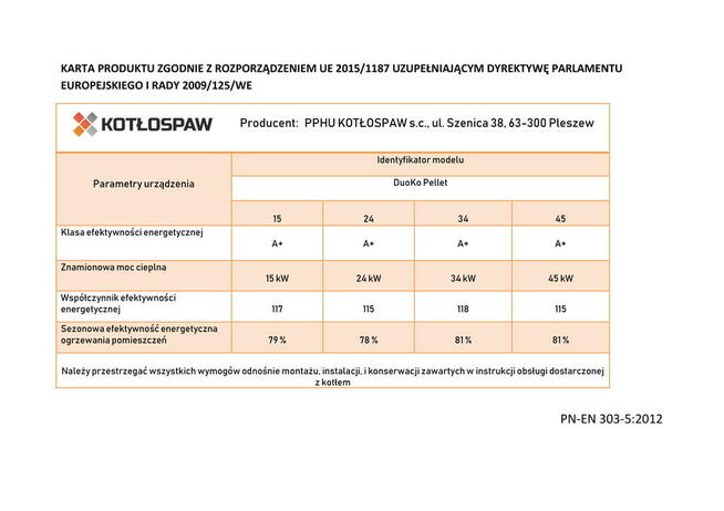 Kocioł DUOKO 5 Klasa na pellet NOWOŚĆ 15 kW KIPI