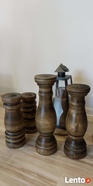 Dekoracje świeczniki toczone drewniane design Rękodzieło