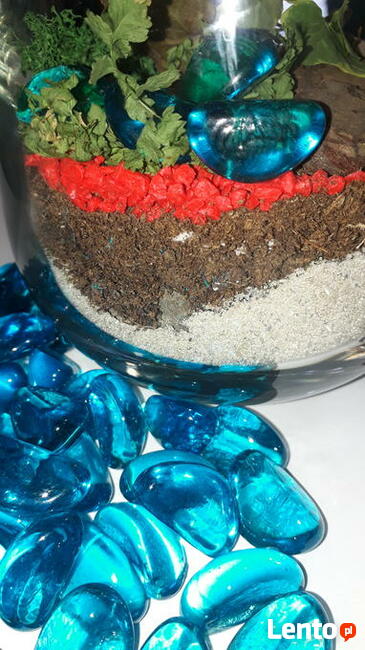 Szklany otoczak dekoracja ozdoba niebieski kamyk do lasu 1kg