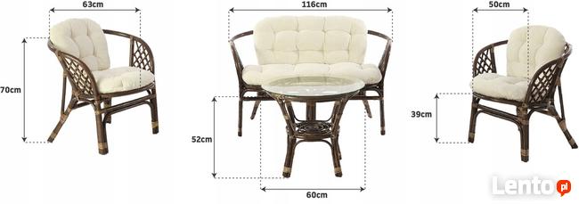 Zestaw mebli rattanowych BAHAMA Brown Brązowy, Biały, Nowy