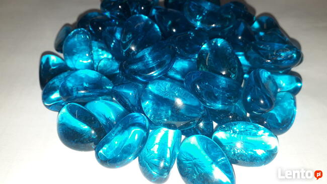 Szklany otoczak dekoracja ozdoba niebieski kamyk do lasu 1kg