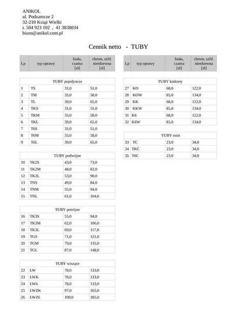 Lampy TUBY różne, prosto od producenta , oświetlenie