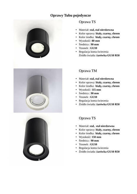 Lampy TUBY różne, prosto od producenta , oświetlenie