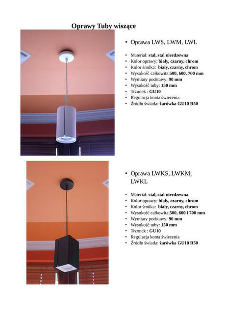 Lampy TUBY różne, prosto od producenta , oświetlenie