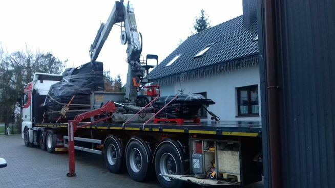 Transport HDS warszawa tir winda naczepa z wózkiem widłowym