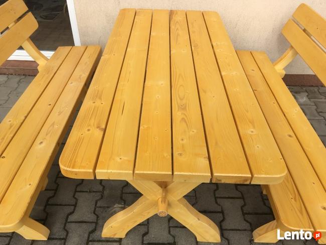 Nowy solidny komplet ogrodowy BAŁKAN BIS świerk stół 2 ławki