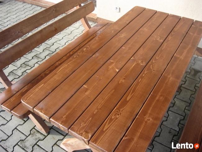 Nowy solidny komplet ogrodowy BAŁKAN świerk stół 2 ławki