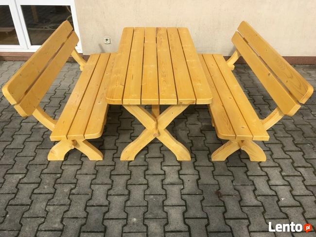 Nowy solidny komplet ogrodowy BAŁKAN BIS świerk stół 2 ławki