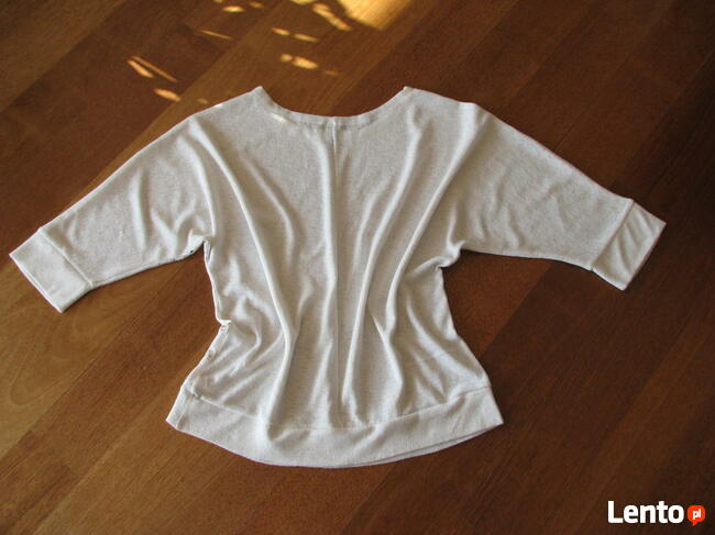 Luźny, biały sweterek, bluzka z cekinkami, L / XL