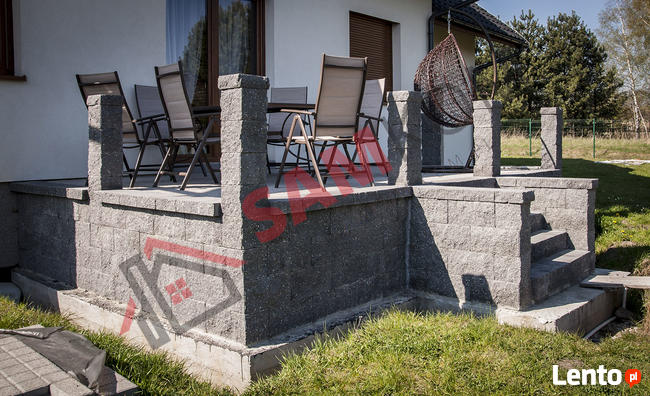 Pustak łupany szary ogrodzenie taras mur oporowy murek