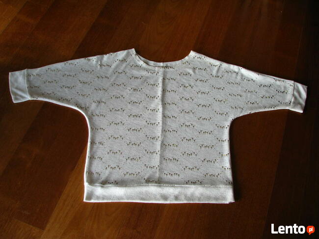 Luźny, biały sweterek, bluzka z cekinkami, L / XL