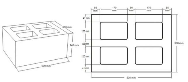 Bloczek wentylacyjny pustak wentylacja cztery kanały 4/50