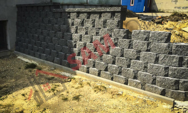 Pustak opór skarpowy mur ogrodowy łupany łukowy gazon grafit