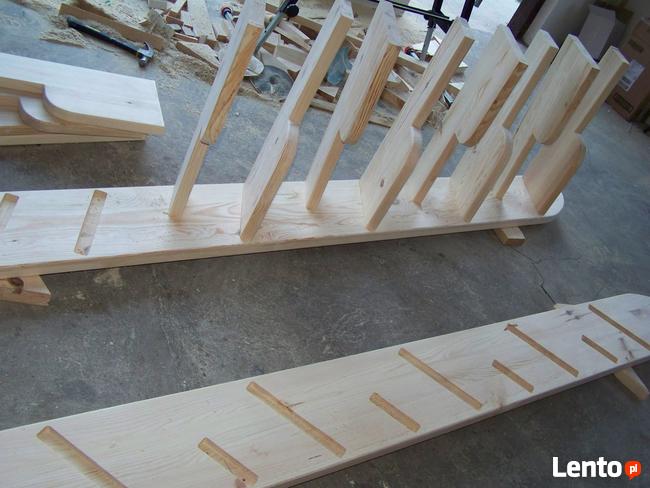 SCHODY KACZE na wysokość 300cm szer. 60 sosnowe z barierką