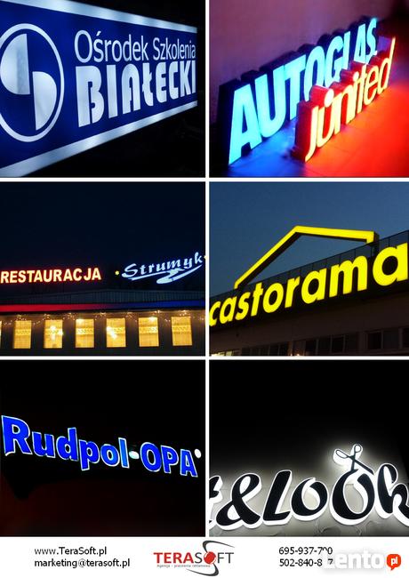 Reklama świetlna LITERY ŚWIECĄCE Kaseton plexi dibond 3D