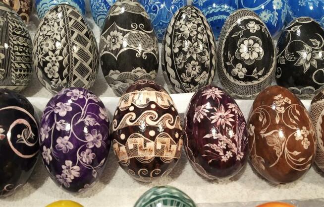 Jaja wielkanocne rękodzieło jajka gęsie wydmuszki kraszanki