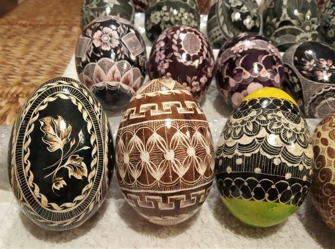 Jaja wielkanocne rękodzieło jajka gęsie wydmuszki kraszanki