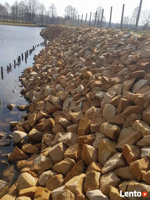 Wzmacnianie brzegów stawu oczka wodnego zbiornika zalewu