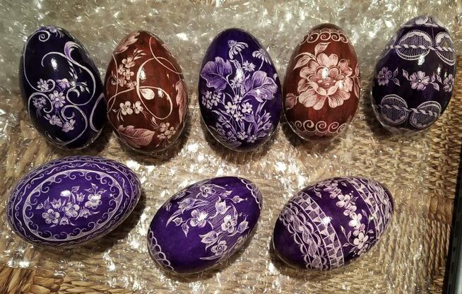 Jaja wielkanocne rękodzieło jajka gęsie wydmuszki kraszanki