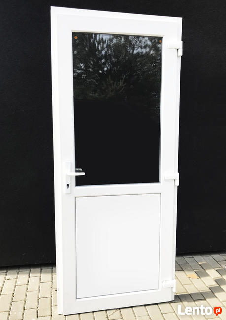 Drzwi białe szyba panel z PCV 110x210 . NOWE !!