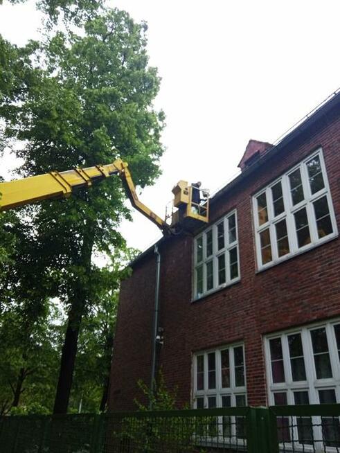 podnośnik koszowy, czyszczenie rynien, wyburzenia, wycinka